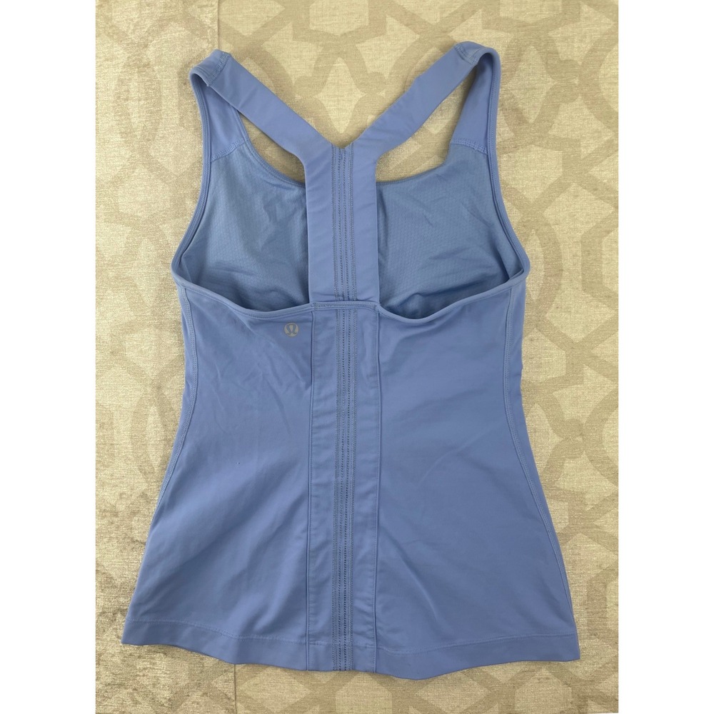 Lululemon Periwinkle Blue Racerback Tank Top Built-in Shelf‎ Bra Ladder Stitch - Picture 2 of 8
